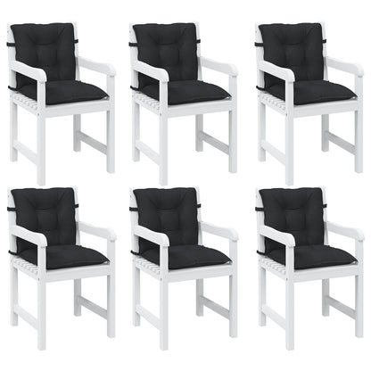 Laagrug Stoelkussens Set 6 pcs Melange Zwart 100 x 50 x 7 cm
