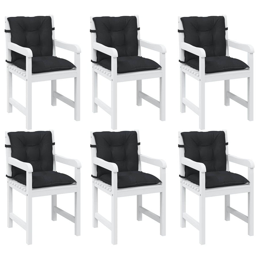 Laagrug Stoelkussens Set 6 pcs Melange Zwart 100 x 50 x 7 cm