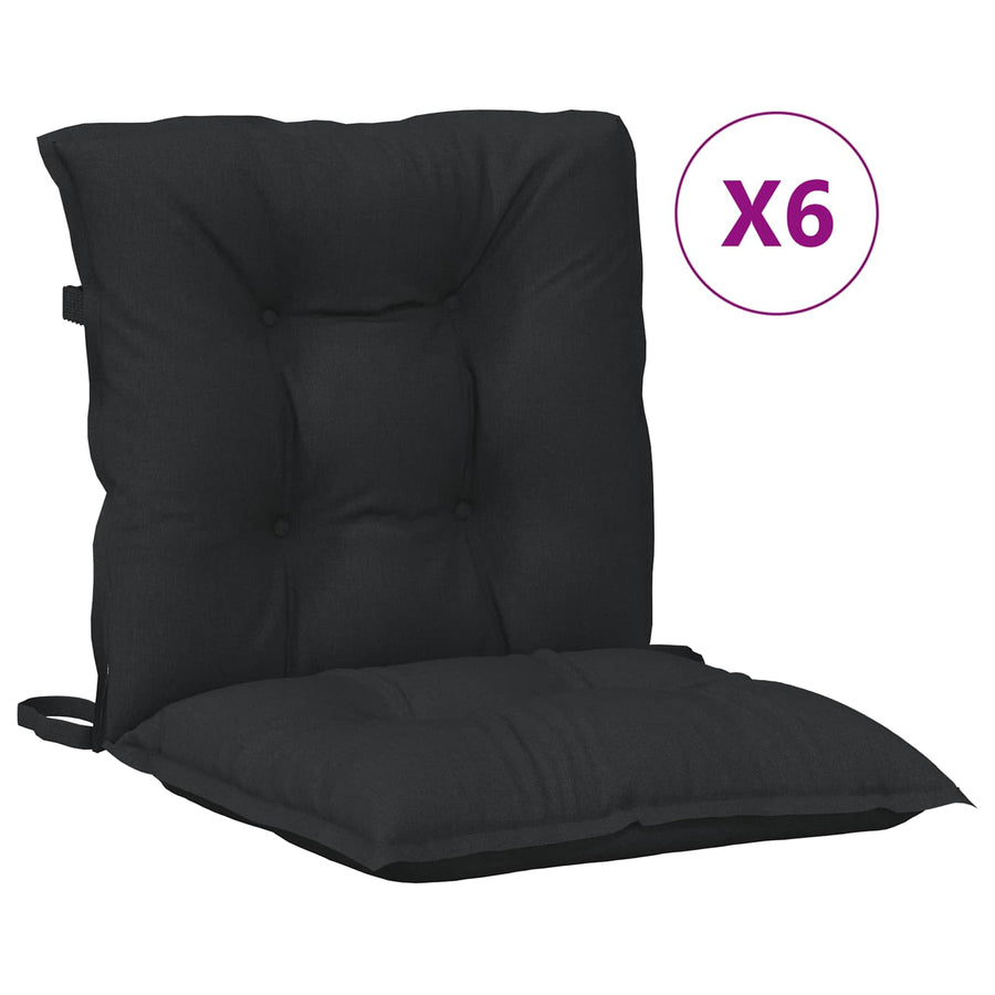 Laagrug Stoelkussens Set 6 pcs Melange Zwart 100 x 50 x 7 cm