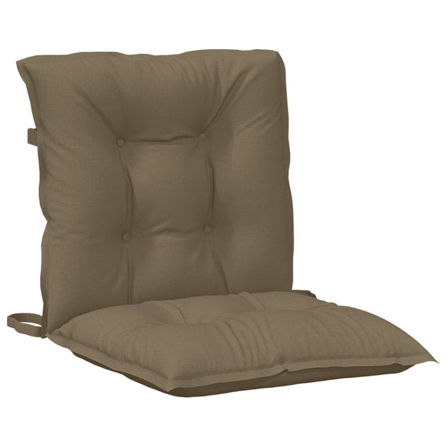 Stoelkussens 2 st lage rug 100x50x7 cm stof gemêleerd taupe