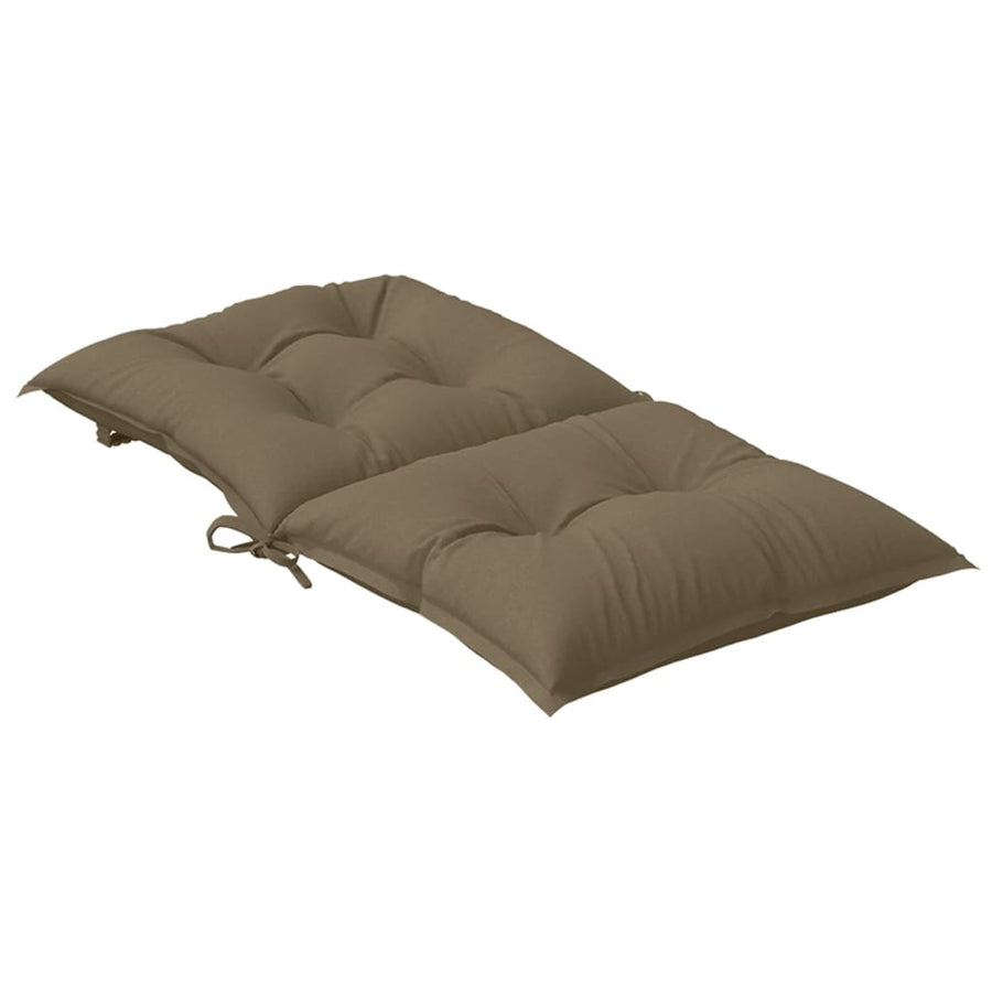 Stoelkussens 2 st lage rug 100x50x7 cm stof gemêleerd taupe