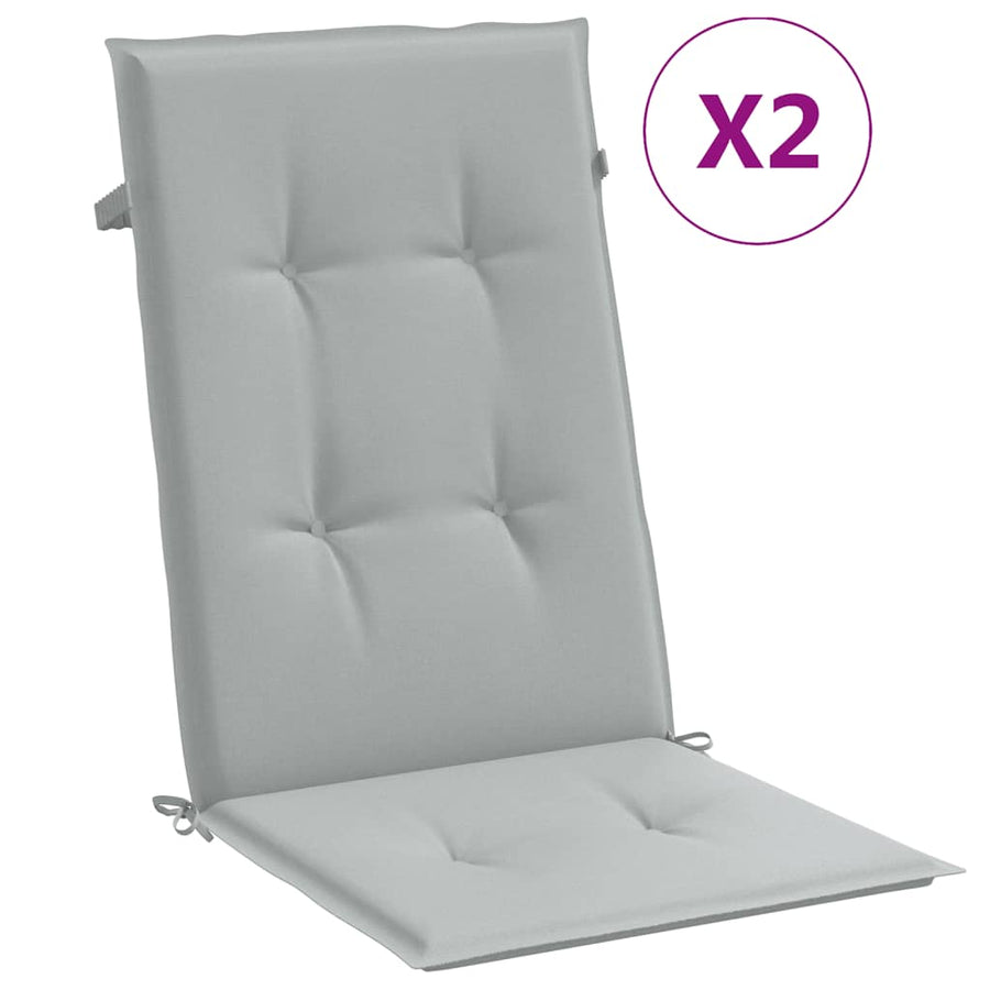 Stoelkussens 2 st hoge rug 120x50x4 cm stof lichtgrijs