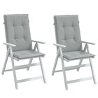 Chair cushions 2 pcs high back 120x50x4 cm fabric light grey