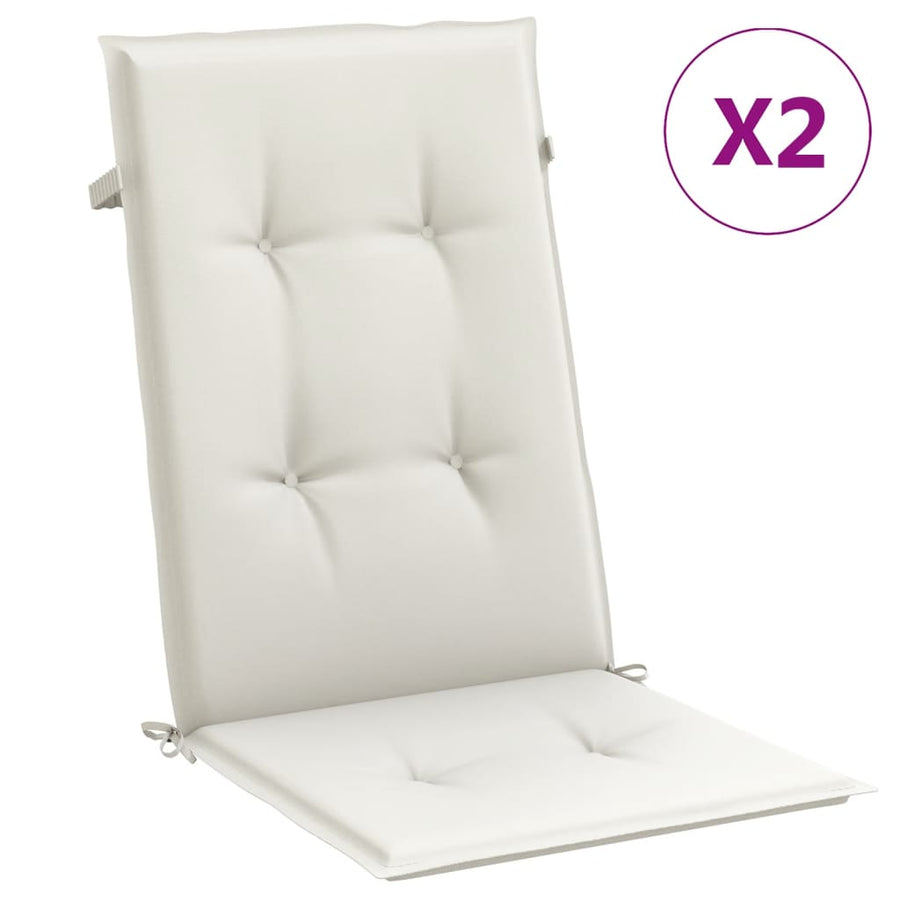 Stoelkussens 2 st hoge rug 120x50x4 cm stof gemêleerd crème
