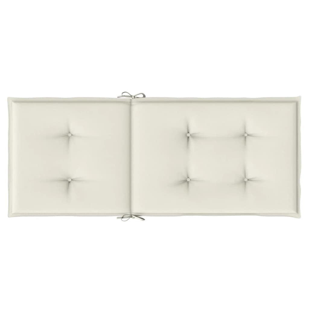 Stoelkussens 2 st hoge rug 120x50x4 cm stof gemêleerd crème