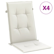 Stoelkussens 4 st hoge rug 120x50x4 cm stof gemêleerd crème