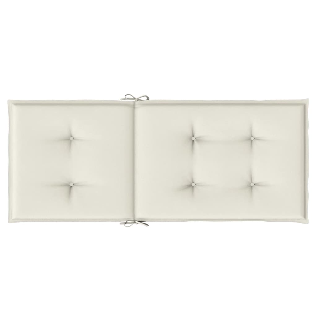 Stoelkussens 4 st hoge rug 120x50x4 cm stof gemêleerd crème