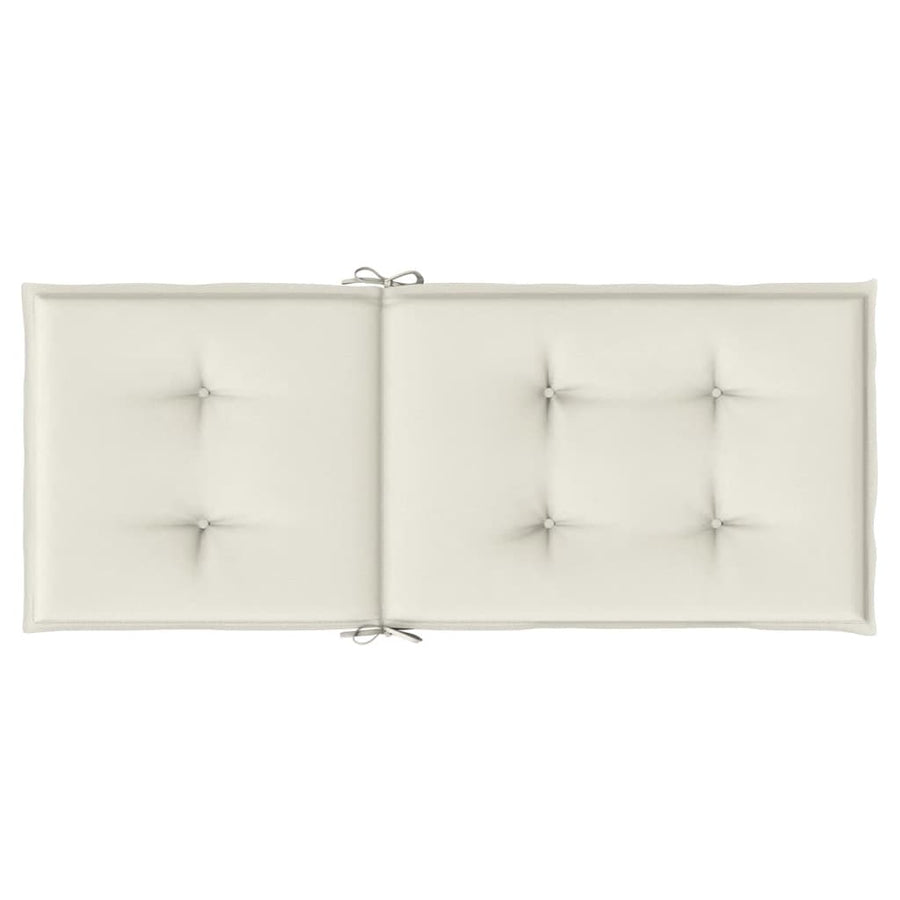 Stoelkussens 4 st hoge rug 120x50x4 cm stof gemêleerd crème