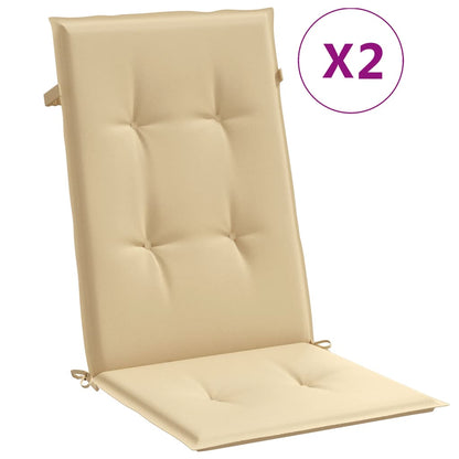Stoelkussens 2 st hoge rug 120x50x4 cm stof gemêleerd beige