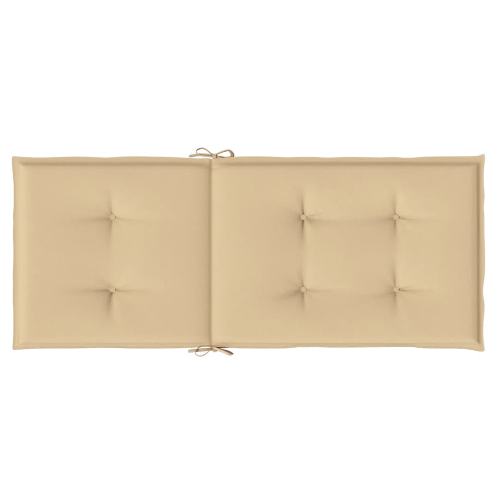 Stoelkussens 2 st hoge rug 120x50x4 cm stof gemêleerd beige