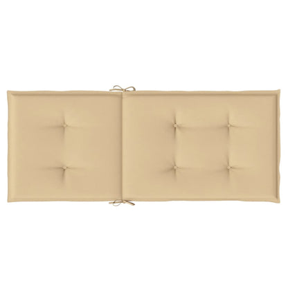 Stoelkussens 2 st hoge rug 120x50x4 cm stof gemêleerd beige