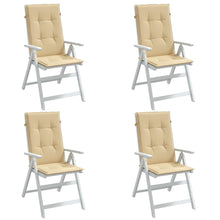 Stoelkussens 4 st hoge rug 120x50x4 cm stof gemêleerd beige
