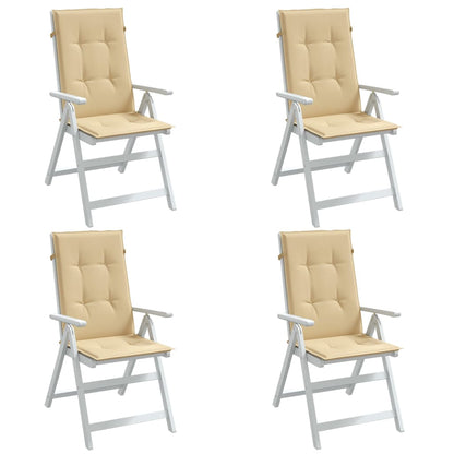 Stoelkussens 4 st hoge rug 120x50x4 cm stof gemêleerd beige
