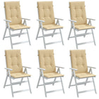 Stoelkussens 6 st hoge rug 120x50x4 cm gemêleerd beige