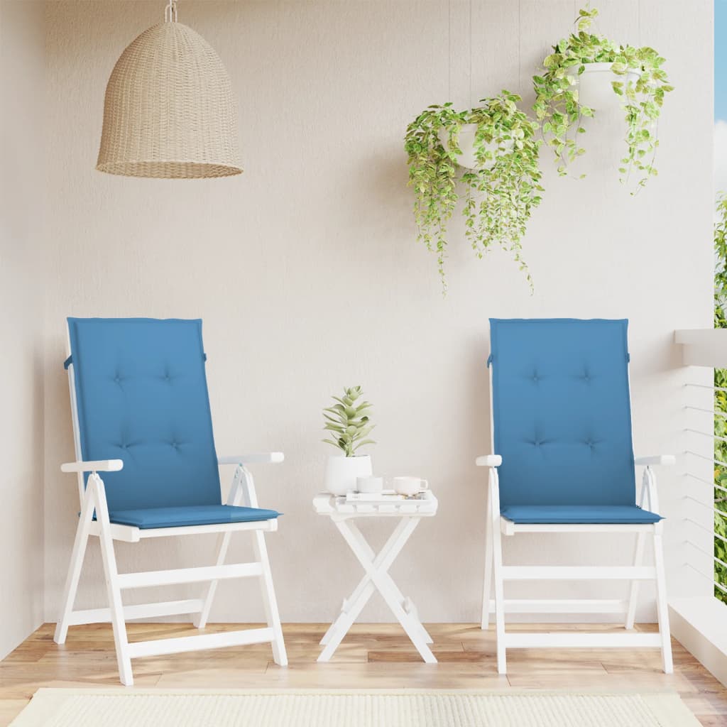 Stoelkussens Hoge Rug Stof Gemêleerd Blauw 2