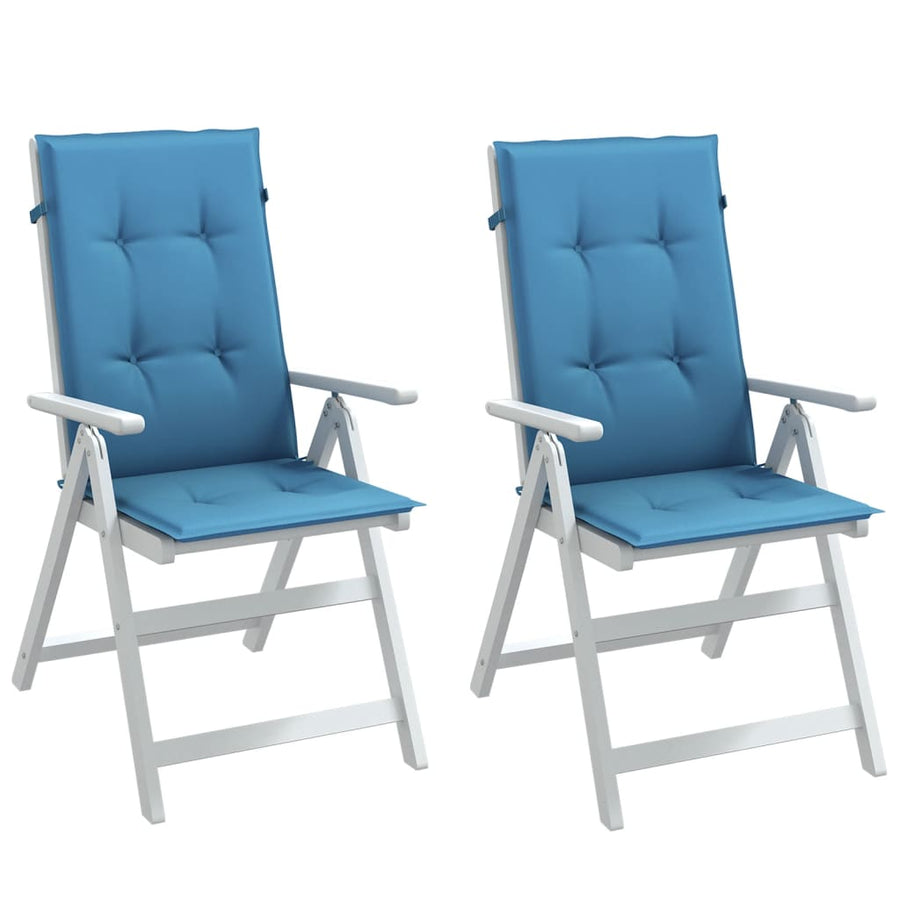 Stoelkussens Hoge Rug Stof Gemêleerd Blauw 2