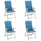 Stoelkussens 4 st hoge rug 120x50x4 cm gemêleerd blauw