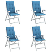 Stoelkussens 4 st hoge rug 120x50x4 cm gemêleerd blauw