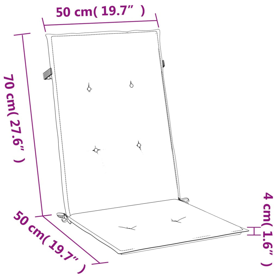Stoelkussens 6 st hoge rug 120x50x4 cm stof gemêleerd blauw