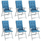Stoelkussens 6 st hoge rug 120x50x4 cm gemêleerd blauw