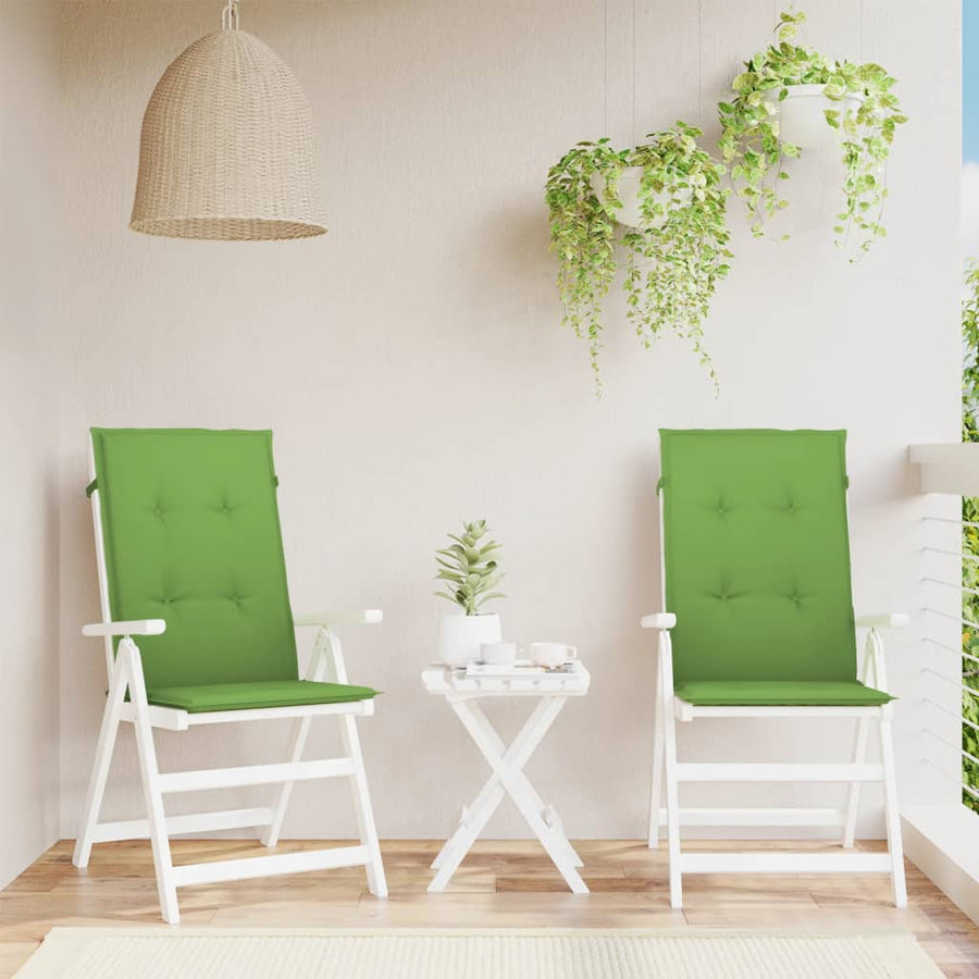 Stoelkussens 2 st hoge rug 120x50x4 cm stof gemêleerd groen