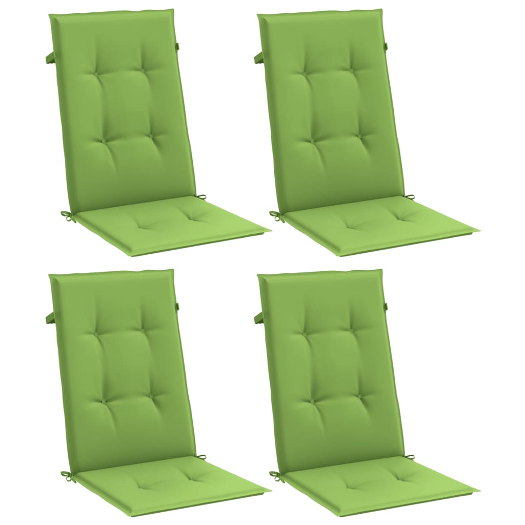 Stoelkussens 4 st hoge rug 120x50x4 cm stof gemêleerd groen