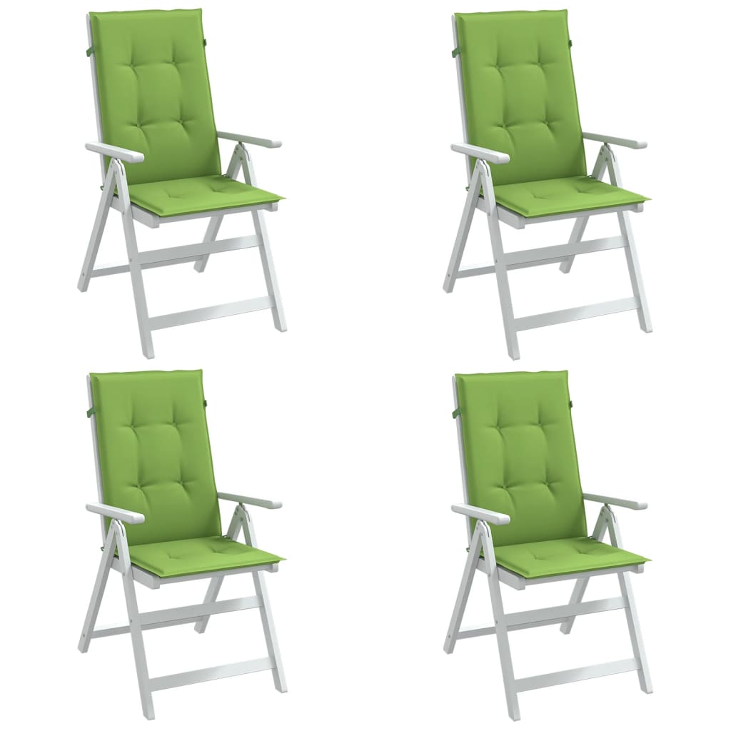 Stoelkussens 4 st hoge rug 120x50x4 cm stof gemêleerd groen