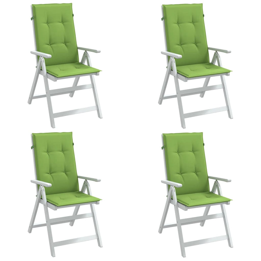 Stoelkussens 4 st hoge rug 120x50x4 cm stof gemêleerd groen