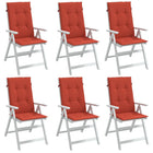 Stoelkussens 6 stuks hoge rug rood gemêleerd 120x50x4 cm
