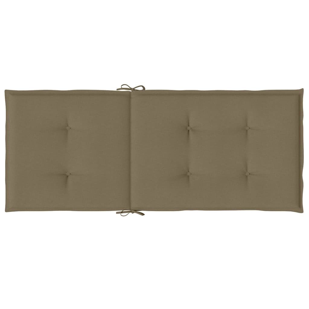Stoelkussens 2 st hoge rug 120x50x4 cm stof gemêleerd taupe