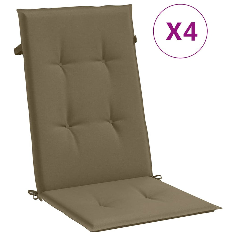 Stoelkussens 4 st hoge rug 120x50x4 cm stof gemêleerd taupe