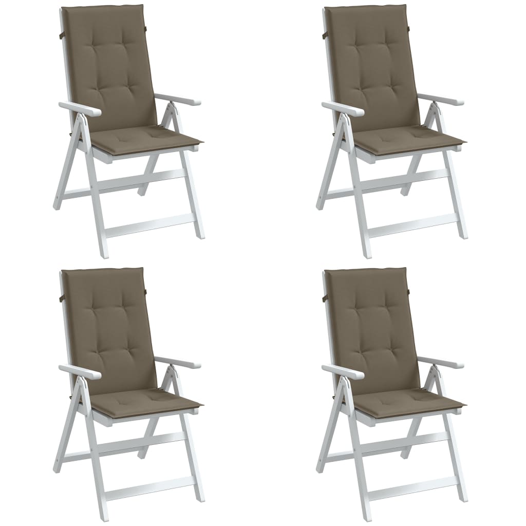 Stoelkussens 4 st hoge rug 120x50x4 cm stof gemêleerd taupe