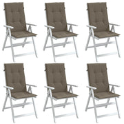 Stoelkussens 6 st hoge rug 120x50x4 cm gemêleerd taupe