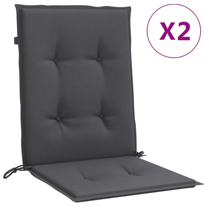 Stoelkussens 2 st lage rug 100x50x4 cm stof gemêleerd antraciet