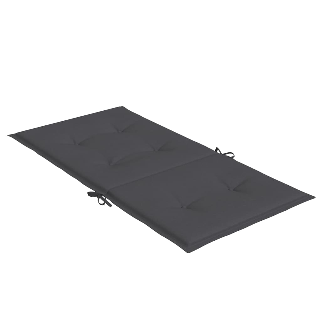 Stoelkussens 6 st lage rug 100x50x4 cm stof gemêleerd antraciet