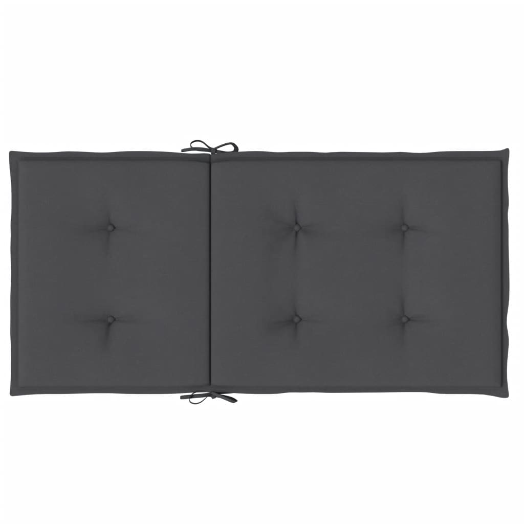 Stoelkussens 6 st lage rug 100x50x4 cm stof gemêleerd antraciet