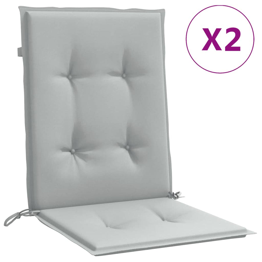 Stoelkussens 2 st lage rug 100x50x4 cm stof lichtgrijs