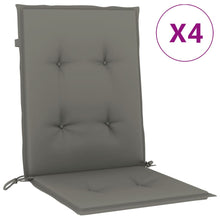 Stoelkussens 4 st lage rug 100x50x4 cm stof donkergrijs