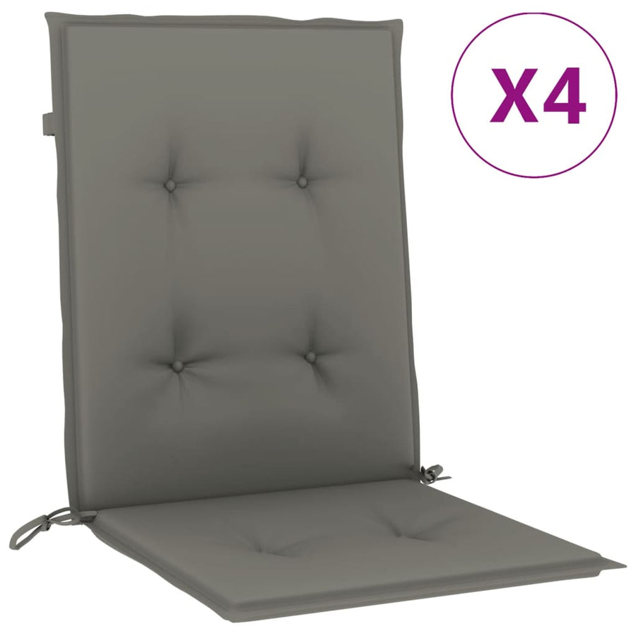 Stoelkussens 4 st lage rug 100x50x4 cm stof donkergrijs
