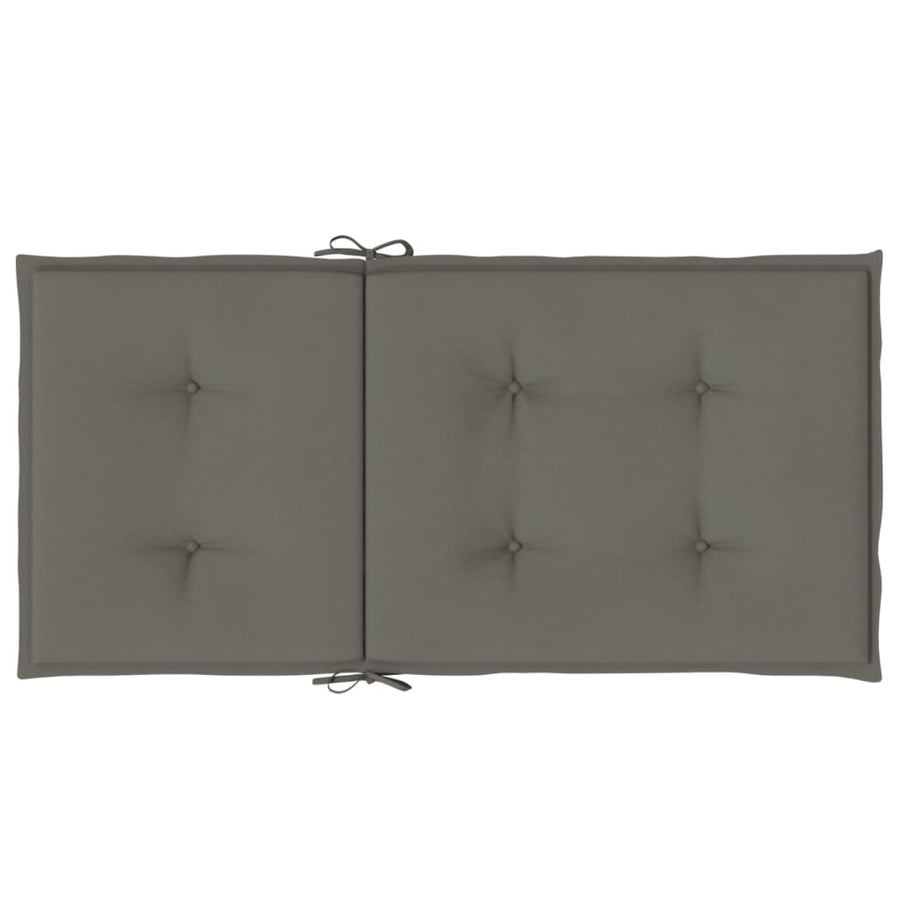 Stoelkussens 6 st lage rug 100x50x4 cm stof donkergrijs