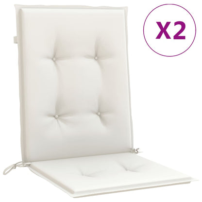 Stoelkussens 2 st lage rug 100x50x4 cm stof gemêleerd crème