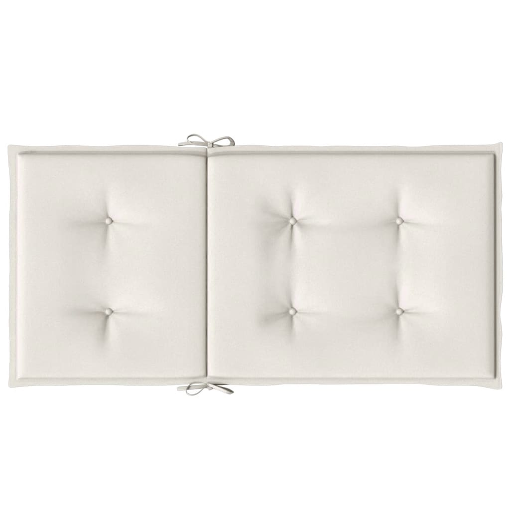 Stoelkussens 2 st lage rug 100x50x4 cm stof gemêleerd crème