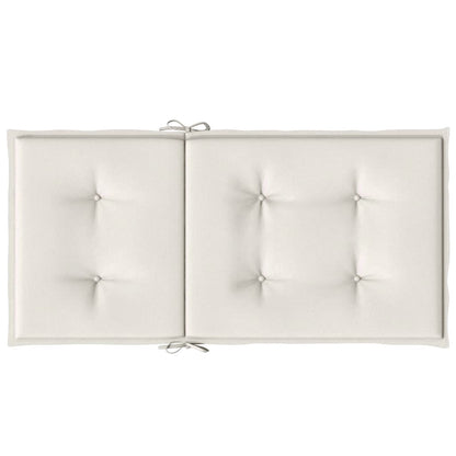 Stoelkussens 2 st lage rug 100x50x4 cm stof gemêleerd crème