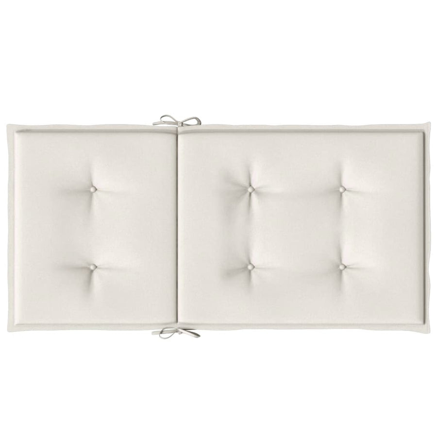 Stoelkussens 2 st lage rug 100x50x4 cm stof gemêleerd crème