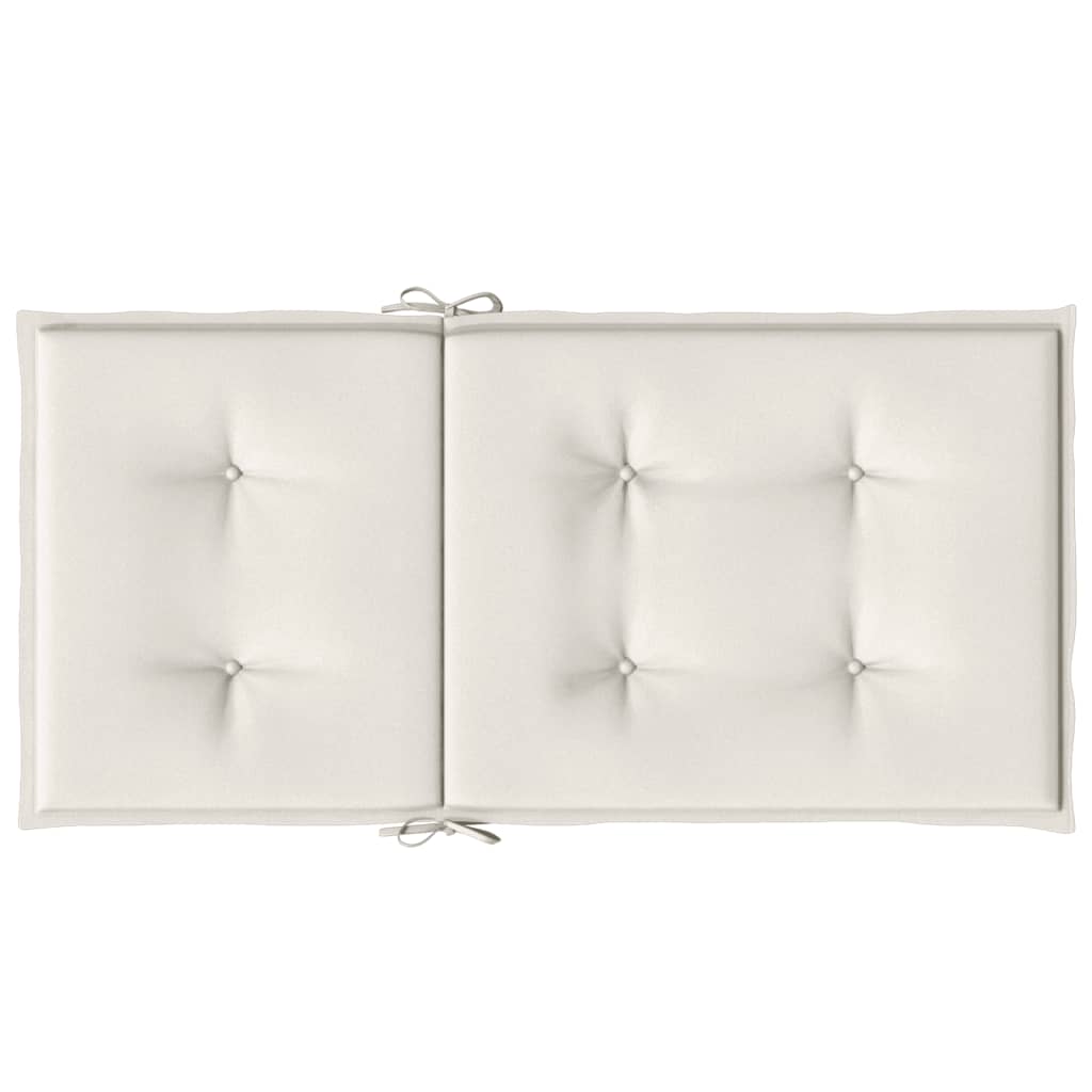 Stoelkussens 4 st lage rug 100x50x4 cm stof gemêleerd crème