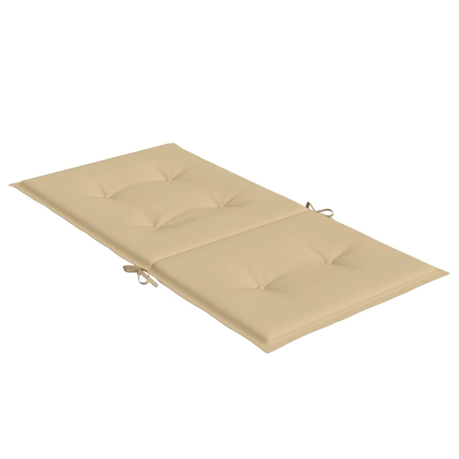 Stoelkussens 2 st lage rug 100x50x4 cm stof gemêleerd beige