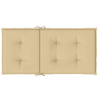 Stoelkussens 2 st lage rug 100x50x4 cm stof gemêleerd beige