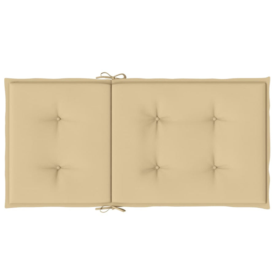 Stoelkussens 2 st lage rug 100x50x4 cm stof gemêleerd beige