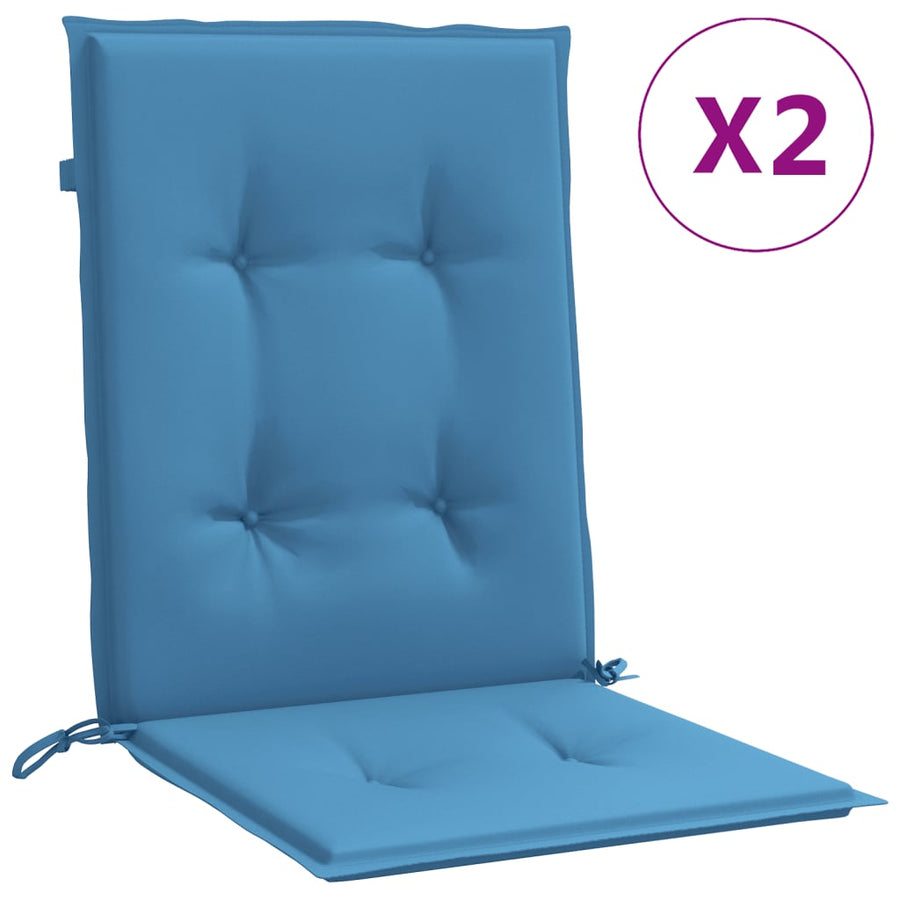 Stoelkussens 2 st lage rug 100x50x4 cm stof gemêleerd blauw