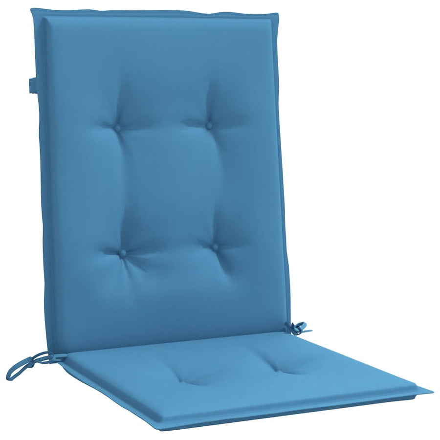 Stoelkussens 2 st lage rug 100x50x4 cm stof gemêleerd blauw